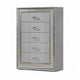 Cyl Tall Dresser Chest | 5 Drawers | Silver Scale Molded Trim | Metallic Gray