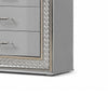 Cyl Tall Dresser Chest | 5 Drawers | Silver Scale Molded Trim | Metallic Gray