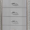 Cyl Tall Dresser Chest | 5 Drawers | Silver Scale Molded Trim | Metallic Gray