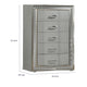Cyl Tall Dresser Chest | 5 Drawers | Silver Scale Molded Trim | Metallic Gray