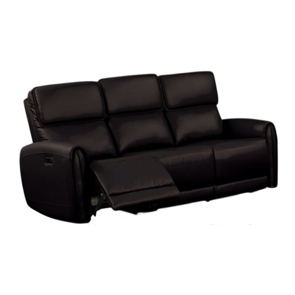 Sily Power Recliner Sofa w USB | Contour Arms | Foam Fill Black Faux Leather