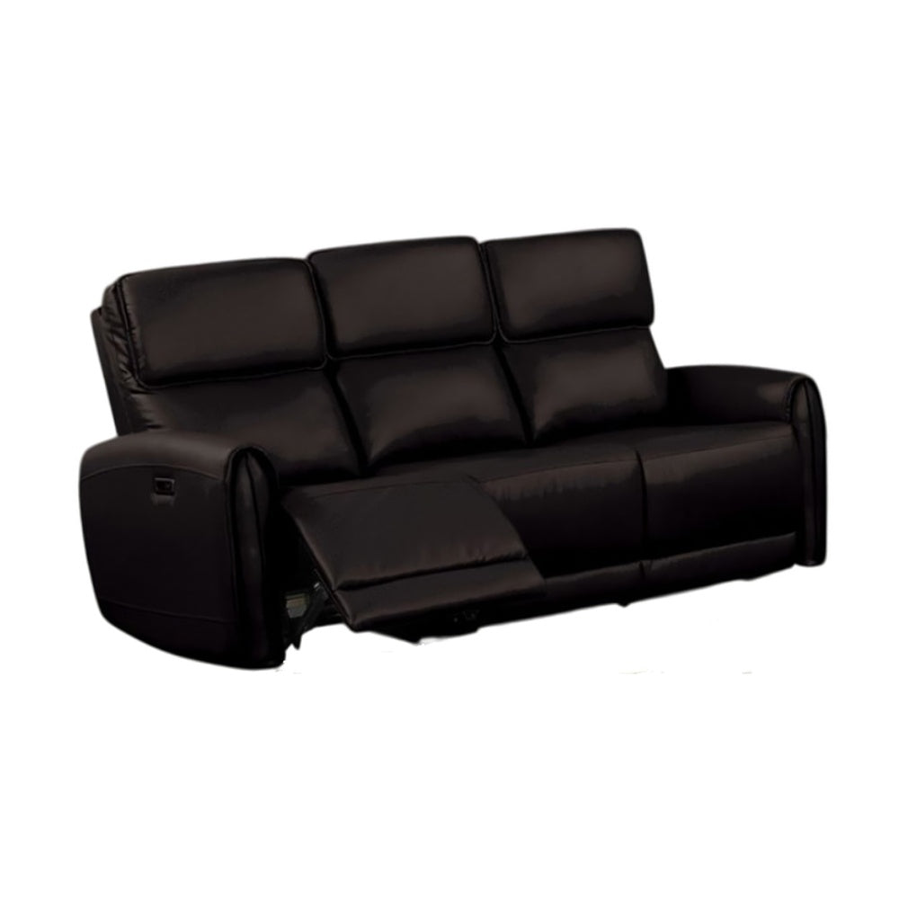 Sily Power Recliner Sofa w USB | Contour Arms | Foam Fill Black Faux Leather