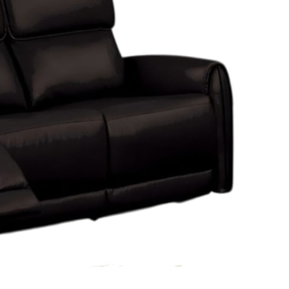 Sily Power Recliner Sofa w USB | Contour Arms | Foam Fill Black Faux Leather