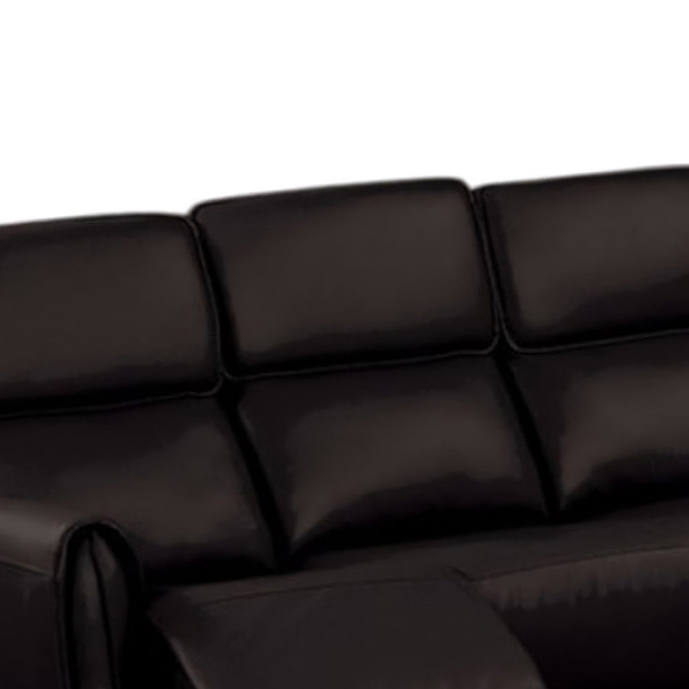 Sily Power Recliner Sofa w USB | Contour Arms | Foam Fill Black Faux Leather