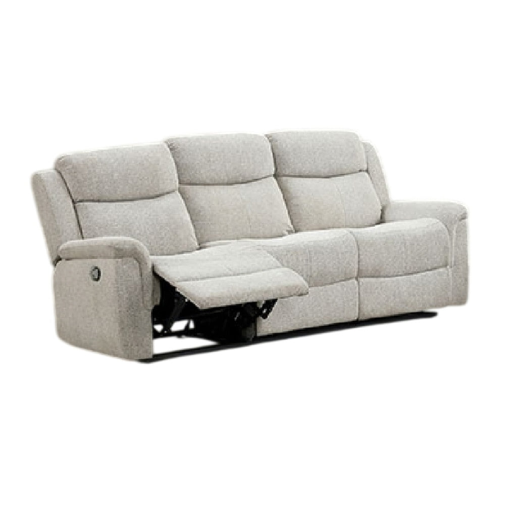 Becy Manual Recliner Sofa | Bustle-Back | Light Gray Cushions | 80 "