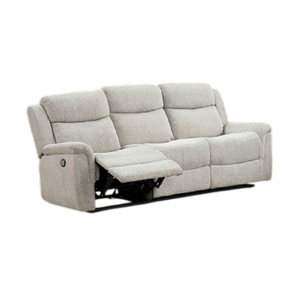 Becy Manual Recliner Sofa | Bustle-Back | Light Gray Cushions | 80 "