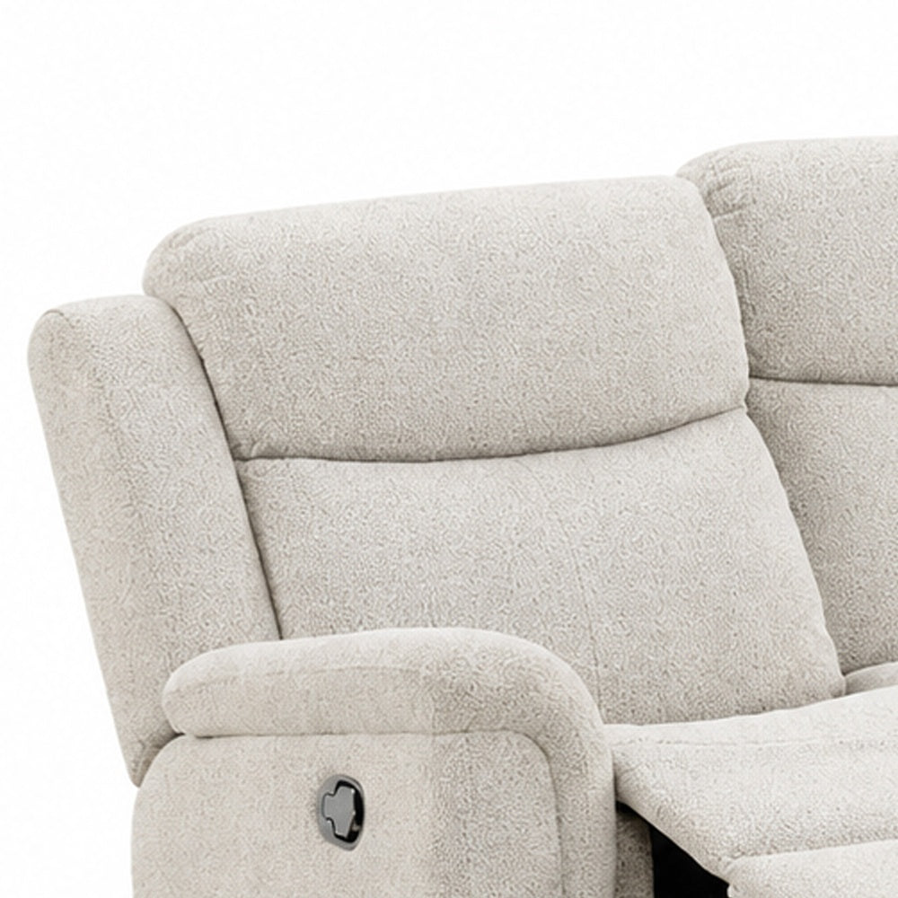 Becy Manual Recliner Sofa | Bustle-Back | Light Gray Cushions | 80 "