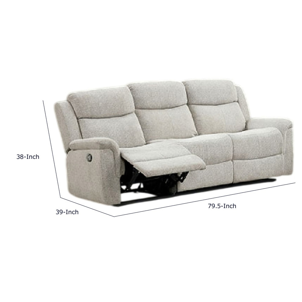 Becy Manual Recliner Sofa | Bustle-Back | Light Gray Cushions | 80 "