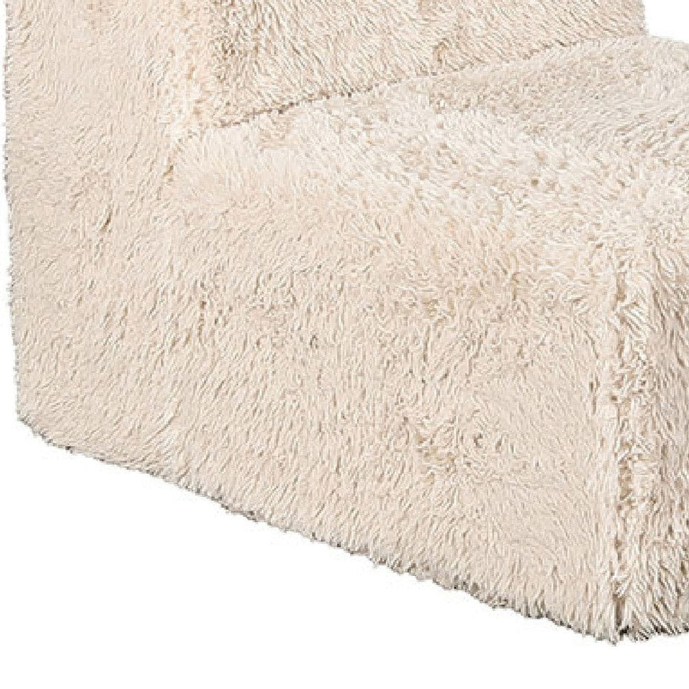 Appi Modular Armless Chair | Compressed Foam Fill S& Beige Faux Fur