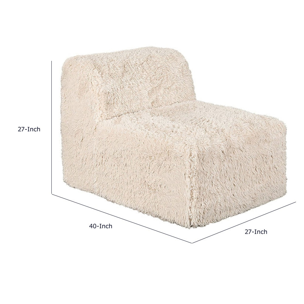 Appi Modular Armless Chair | Compressed Foam Fill S& Beige Faux Fur
