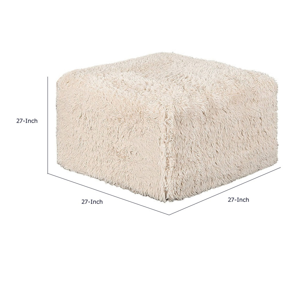 Appi Modular Square Ottoman | Compressed Foam | S& Beige Faux Fur 27"