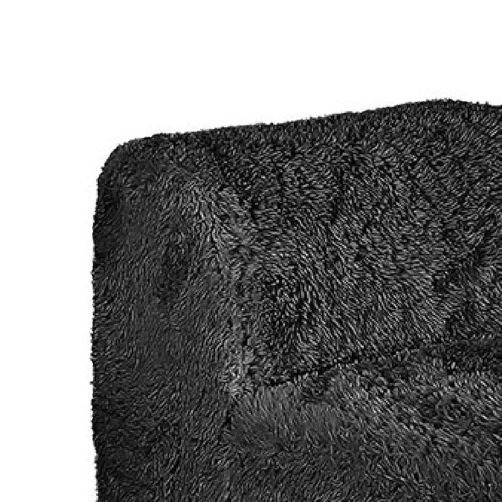 Appi Modular Armless Chair | Compressed Foam Fill Black Shaggy Faux Fur