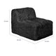 Appi Modular Armless Chair | Compressed Foam Fill Black Shaggy Faux Fur