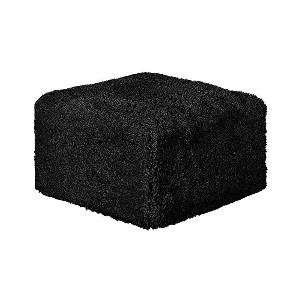 Appi Modular Square Ottoman | Compressed Foam | Black Faux Fur 27"