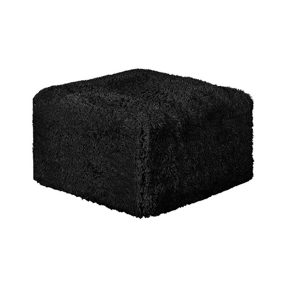 Appi Modular Square Ottoman | Compressed Foam | Black Faux Fur 27"