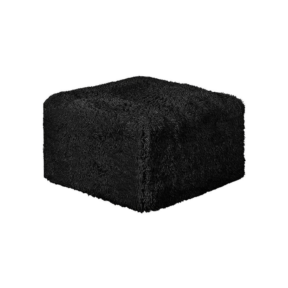 Appi Modular Square Ottoman | Compressed Foam | Black Faux Fur 27"