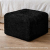 Appi Modular Square Ottoman | Compressed Foam | Black Faux Fur 27"