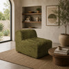 Appi Modular Armless Chair | Compressed Foam Fill Olive Green Faux Fur