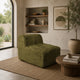 Appi Modular Armless Chair | Compressed Foam Fill Olive Green Faux Fur