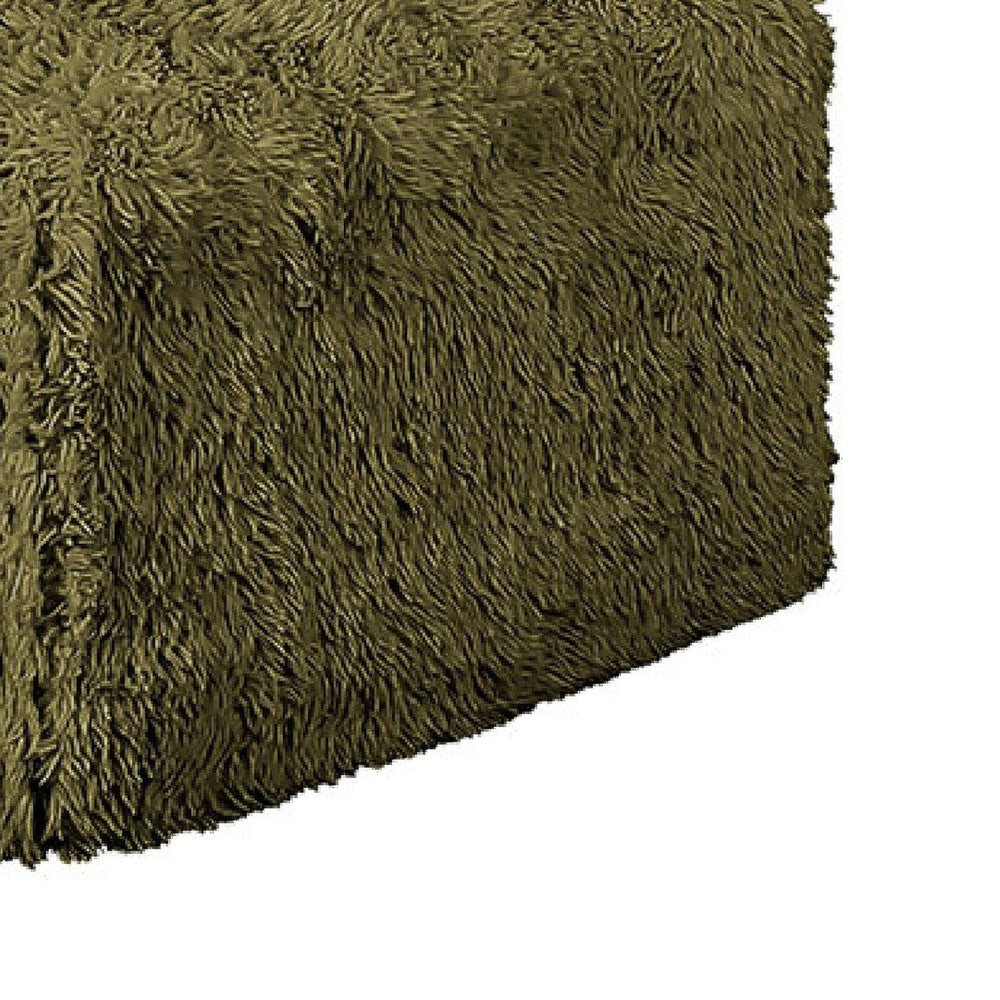 Appi Modular Square Ottoman | Compressed Foam | Olive Green Faux Fur 27"