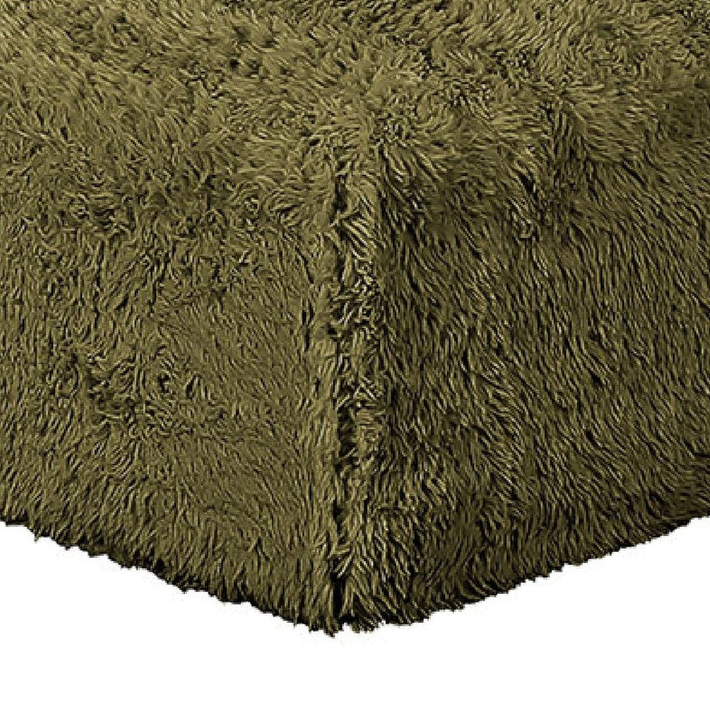 Appi Modular Square Ottoman | Compressed Foam | Olive Green Faux Fur 27"