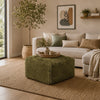Appi Modular Square Ottoman | Compressed Foam | Olive Green Faux Fur 27"