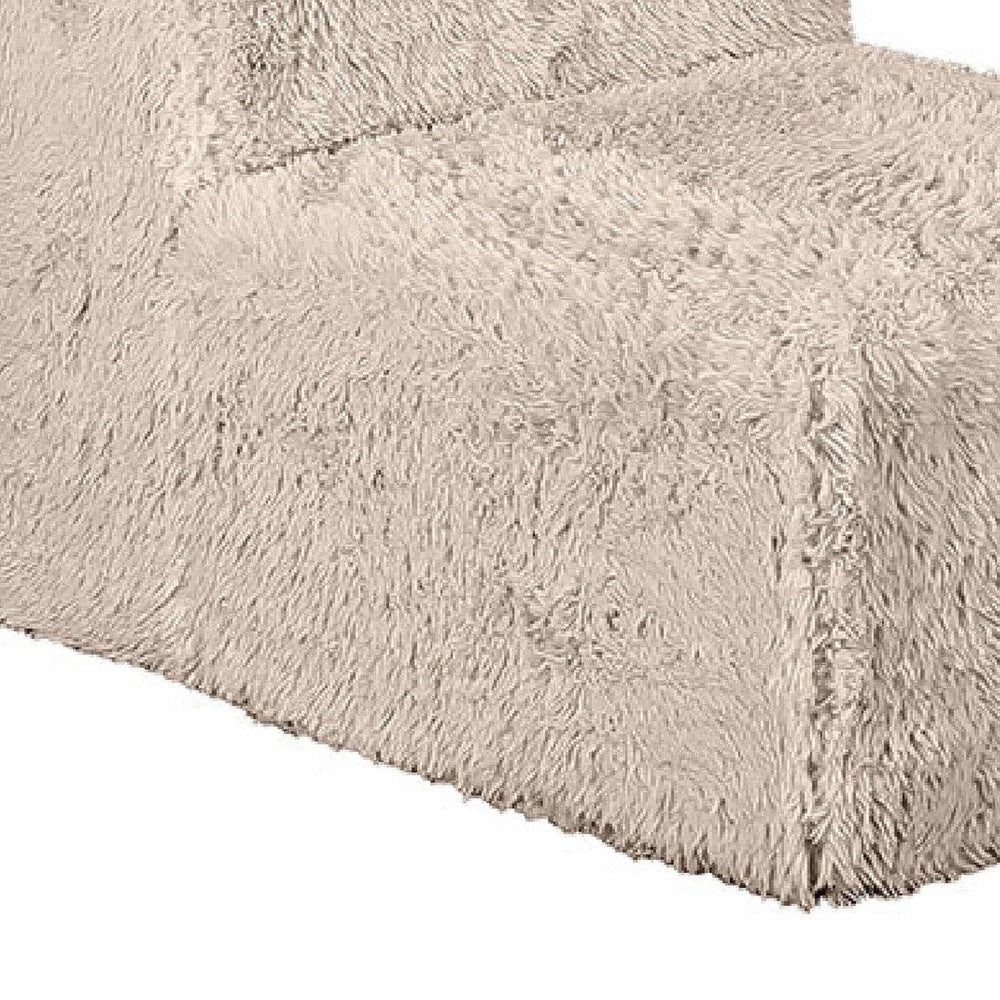Appi Modular Armless Chair | Compressed Foam Fill Taupe Brown Faux Fur