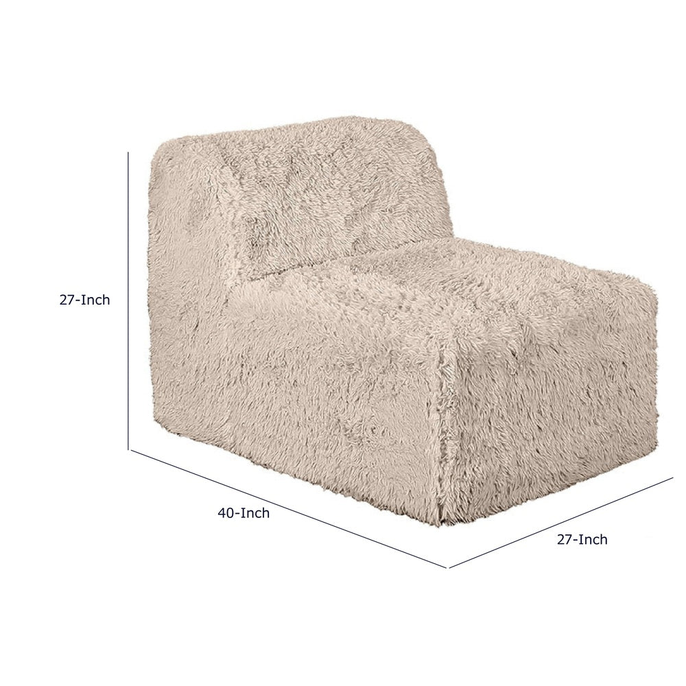 Appi Modular Armless Chair | Compressed Foam Fill Taupe Brown Faux Fur