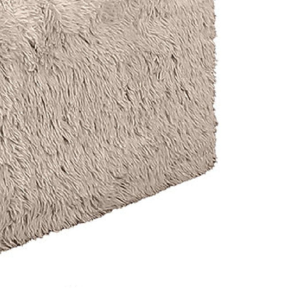 Appi Modular Square Ottoman | Compressed Foam | Taupe Brown Faux Fur 27"