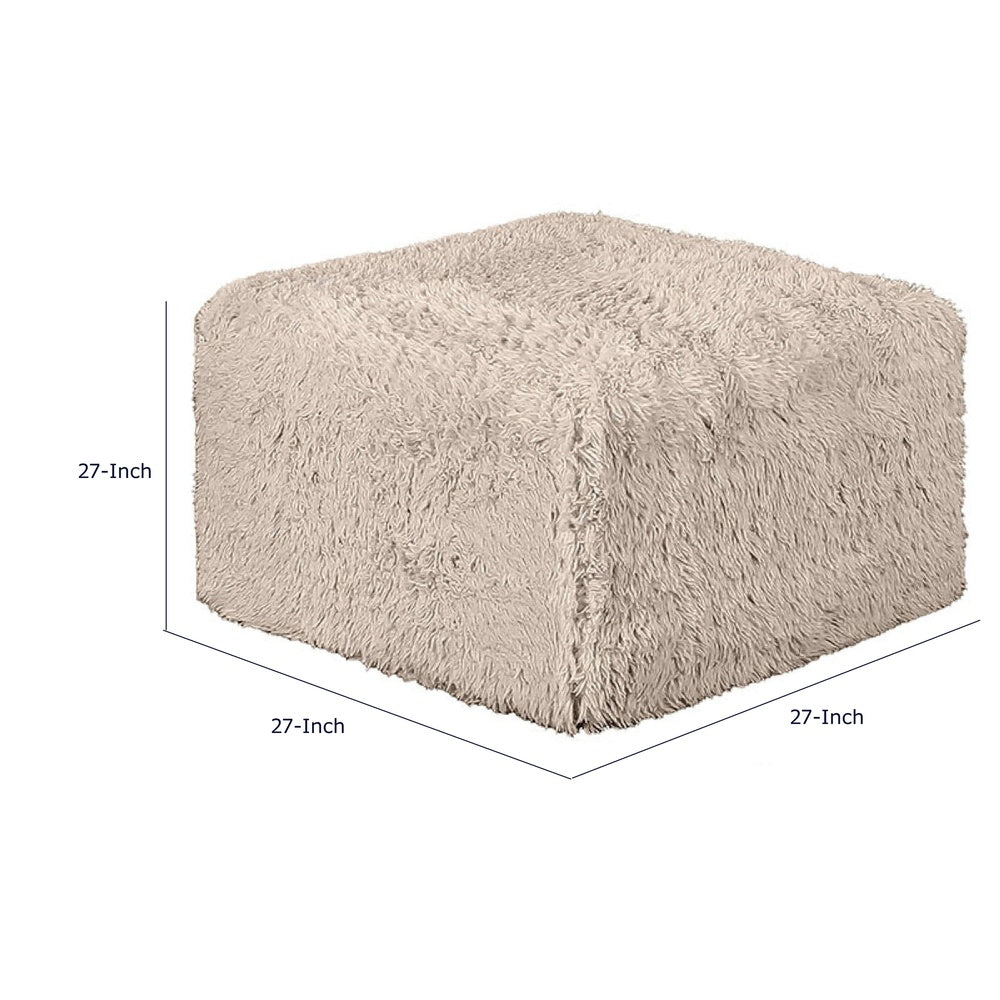 Appi Modular Square Ottoman | Compressed Foam | Taupe Brown Faux Fur 27"