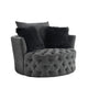 Sofia Swivel Accent Chair | Faux Fur Pillows | Dark Gray Tufted Fabric
