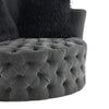 Sofia Swivel Accent Chair | Faux Fur Pillows | Dark Gray Tufted Fabric