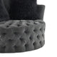 Sofia Swivel Accent Chair | Faux Fur Pillows | Dark Gray Tufted Fabric