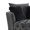 Sofia Swivel Accent Chair | Faux Fur Pillows | Dark Gray Tufted Fabric