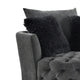 Sofia Swivel Accent Chair | Faux Fur Pillows | Dark Gray Tufted Fabric