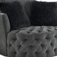 Sofia Swivel Accent Chair | Faux Fur Pillows | Dark Gray Tufted Fabric