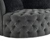 Sofia Swivel Accent Chair | Faux Fur Pillows | Dark Gray Tufted Fabric