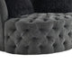 Sofia Swivel Accent Chair | Faux Fur Pillows | Dark Gray Tufted Fabric