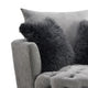 Sofia Swivel Accent Chair | Faux Fur Pillows | Light Gray Tufted Fabric