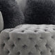 Sofia Swivel Accent Chair | Faux Fur Pillows | Light Gray Tufted Fabric