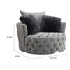 Sofia Swivel Accent Chair | Faux Fur Pillows | Light Gray Tufted Fabric