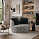 Sofia Swivel Accent Chair | Faux Fur Pillows | Light Gray Tufted Fabric