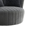 Hedy Swivel Accent Chair | Faux Fur Pillows | Dark Gray Channeled Fabric