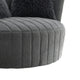 Hedy Swivel Accent Chair | Faux Fur Pillows | Dark Gray Channeled Fabric