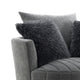 Hedy Swivel Accent Chair | Faux Fur Pillows | Dark Gray Channeled Fabric