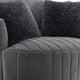 Hedy Swivel Accent Chair | Faux Fur Pillows | Dark Gray Channeled Fabric