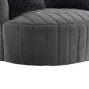 Hedy Swivel Accent Chair | Faux Fur Pillows | Dark Gray Channeled Fabric
