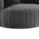 Hedy Swivel Accent Chair | Faux Fur Pillows | Dark Gray Channeled Fabric