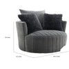 Hedy Swivel Accent Chair | Faux Fur Pillows | Dark Gray Channeled Fabric