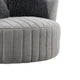 Hedy Swivel Accent Chair | Faux Fur Pillow | Light Gray Channeled Fabric